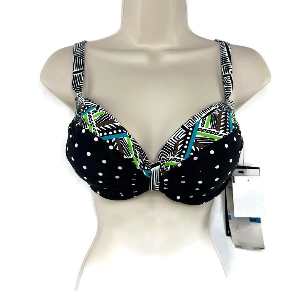 Coco Reef Black Polka Dot Bra Sized Bikini Top 36/38 D-C Cup underwire